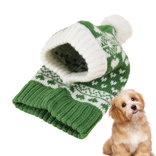 Strickmütze für kleine Hunde, Ohrenschützer, elastisch, Weihnachtshund, Wintermütze mit Ball, Schneeflocke Bellv von bellv