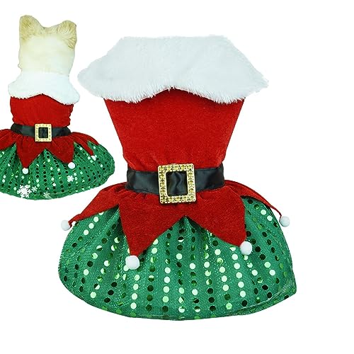 Weihnachtliches Haustierkostüm, attraktives, lustiges dehnbares Hundekleid, interessantes Winterkleid aus Baumwolle, multifunktional, für kleine Hunde, Welpen Bellv von bellv