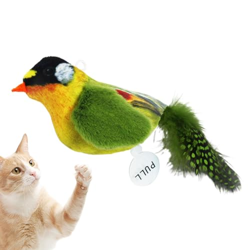 bellv Interaktives Katzenspielzeug – Chirping Bird Katzenspielzeug mit Federschwanz und Katze | interaktives Katzenspielzeug in Vogelform für Katzen, Kaninchen, Hunde von bellv