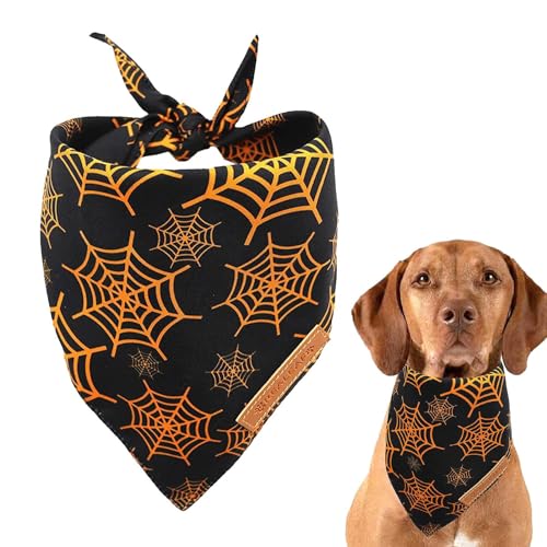 bellv Kürbis-Hunde-Bandana | Hundekostü Bandana Dual Layer - Herbst Halloween Katzen-Bandana-Kragen, Kürbis-bedruckter Dreiecksschal für Katzen-Feiertagskostü von bellv