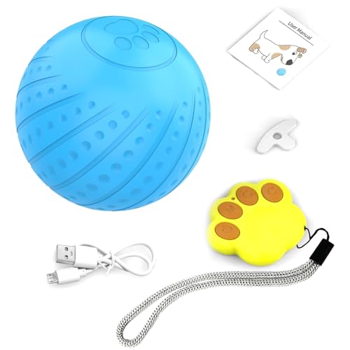 bephible Ballspielzeug mit 2 Arbeitsmodi, LED-Licht, interaktiv, wiederaufladbar, wasserdicht, böse Blitzlichter für große Hunde, automatische Hindernisvermeidung, Blau von bephible