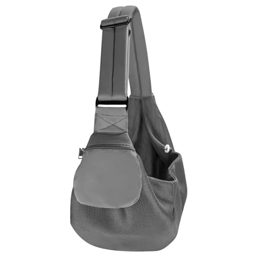 bephible Haustier-Reisetasche, einfach zu bedienende Haustier-Reisetasche, Outdoor, tragbare Haustier-Umhängetasche, atmungsaktiv, kratzfest, Druckknopf, Haustier-Tragetasche, Grau von bephible