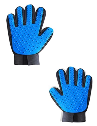 bepisof Fellpflege-Handschuh für Haustiere, Reinigungsbürste, Tierhaarentferner, Handschuhe, weiche Gummiborsten, sanfte Enthaarungsbürste, Handschuh zum Baden, Massieren, Ausfallen, 1 Paar, Blau von bepisof