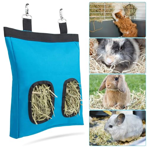 beueyfr Futterspender für Kaninchen, Heu, Meerschweinchen, Heu, zum Aufhängen, für Kleintiere, 600D-Oxford-Stoff, Blau von beueyfr