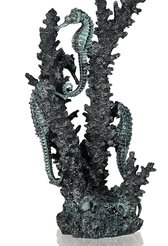 biOrb 55062 Seepferdchen schwarz M - Mittelgroße Seepferdchen-Skulptur mit Korallen zur individuellen Gestaltung von Süßwasseraquarien und Meerwasseraquarien von biOrb