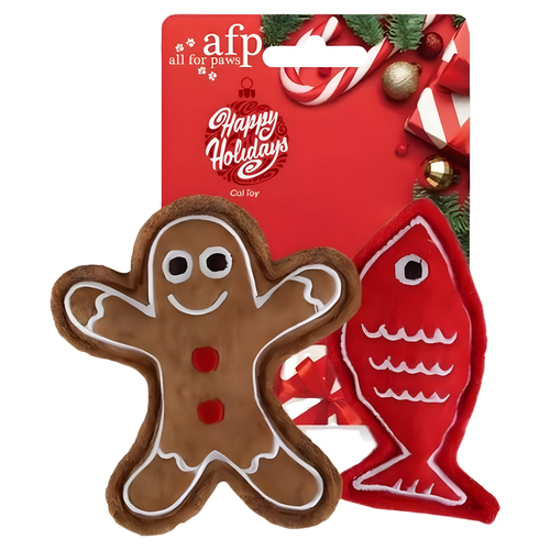 AFP Katzenspielzeug Happy Holidays Lebkuchenmann & Fisch 2er Pack AFP Katzenspielzeug Happy Holidays Lebkuchenmann & Fisch 2er Pack