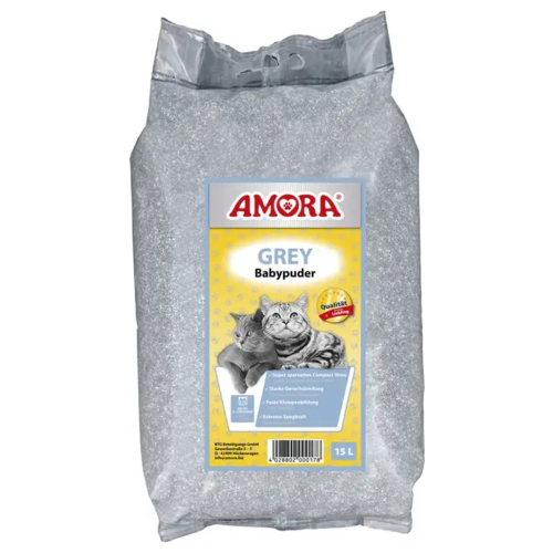 AMORA Katzenstreu Grey Compact Babypuder 14 kg AMORA Katzenstreu Grey Compact Babypuder 14 kg
