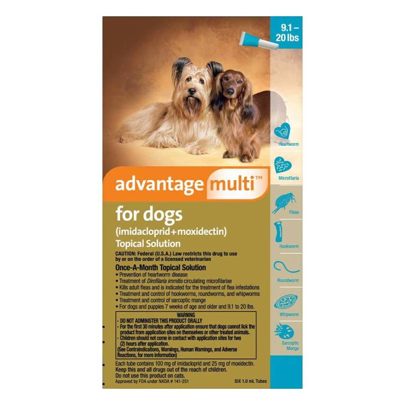 Advantage Multi (Advocate) For Medium Dogs 4 To 10 Kg (Aqua) 12 Pack