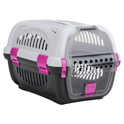 Beeztees Transportbox Rhino grau/rosa für Hunde Beeztees Transportbox Rhino grau/rosa für Hunde
