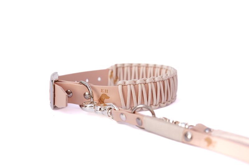 Biothane Paracord Halsband Creamy L Schwarz Inkl. Premium Leine Biothane Paracord Halsband Creamy L Schwarz Inkl. Premium Leine