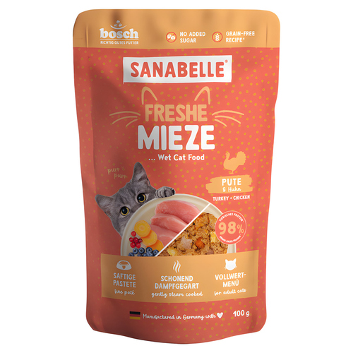 Bosch Freshe Mieze Pute + Huhn 100 g - 10 Stück Bosch Freshe Mieze Pute + Huhn 100 g - 10 Stück
