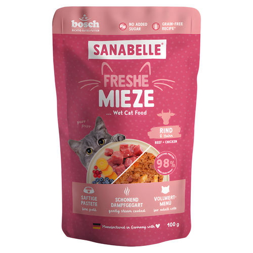 Bosch Freshe Mieze Rind + Huhn 100 g - 10 Stück Bosch Freshe Mieze Rind + Huhn 100 g - 10 Stück
