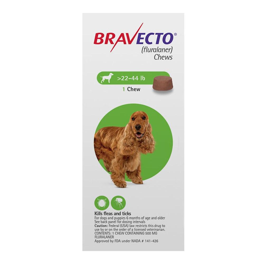 Bravecto For Medium Dogs 10-20kg (22 To 44lbs) Green 1 Chew