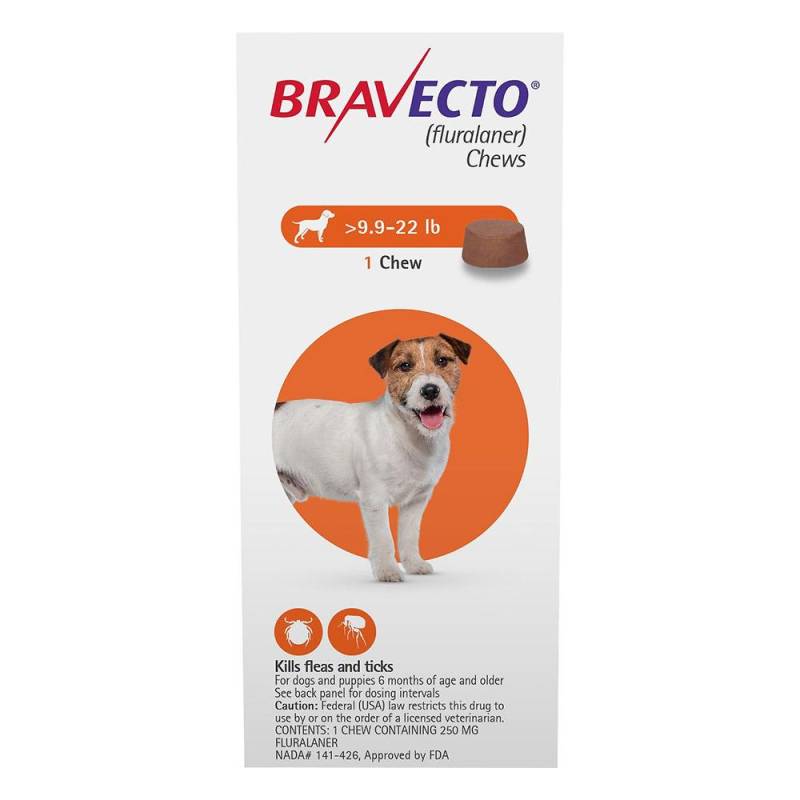 Bravecto For Small Dogs 4.5-10kg (10 To 22lbs) Orange 2 Chews