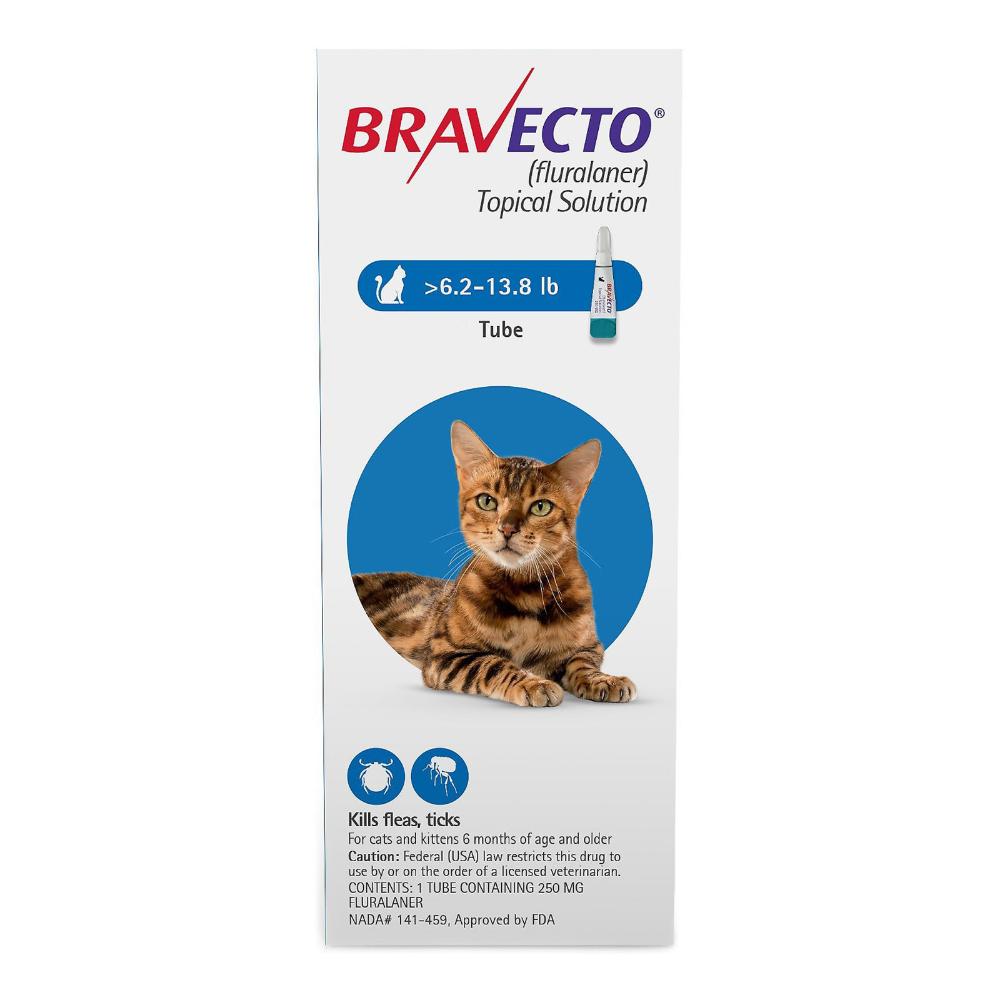 Bravecto Spot-On For Medium Cats 6.2-13.8 Lbs (Blue) 250 Mg 2 Pack