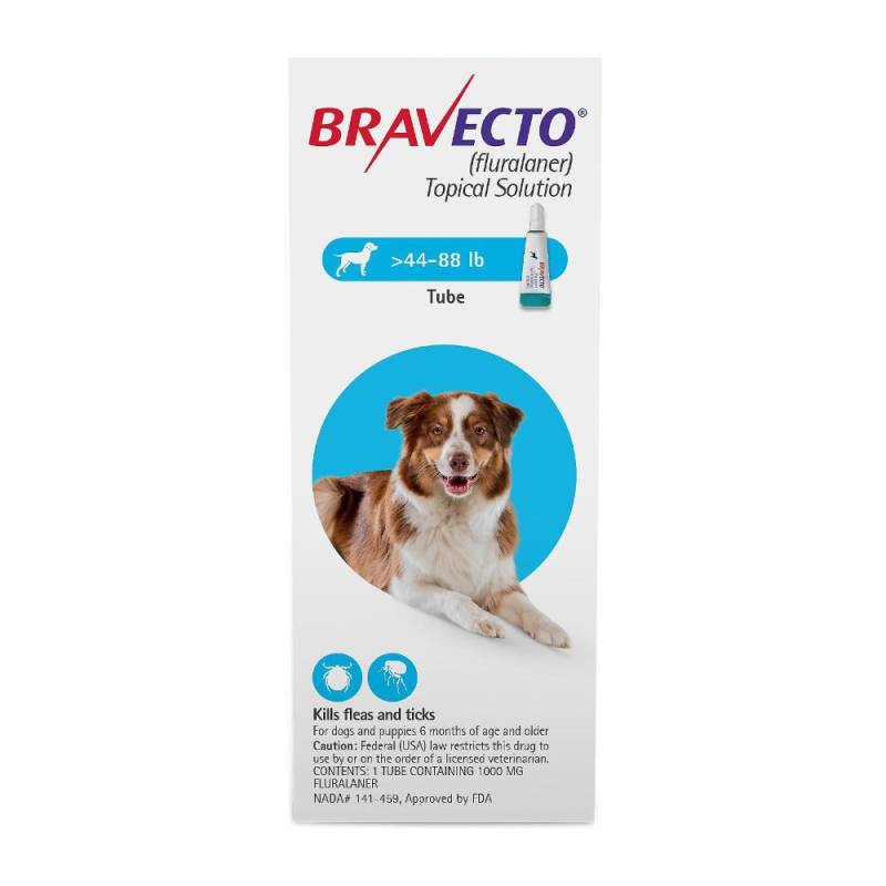 Bravecto Topical For Large Dogs (44 - 88 Lbs) Blue 3 Doses