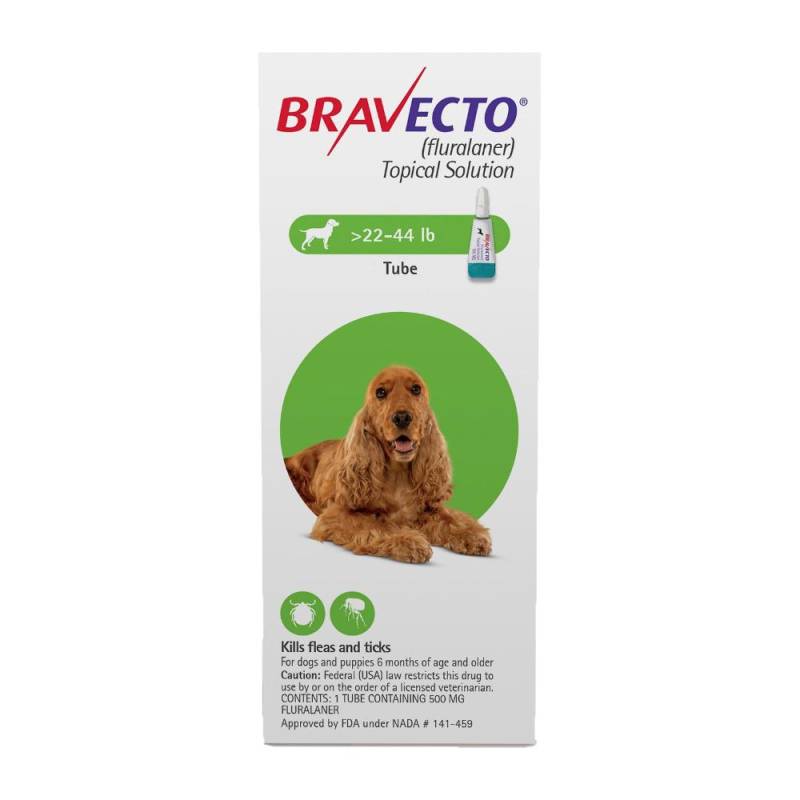 Bravecto Topical For Medium Dogs (22 - 44 Lbs) Green 3 Doses