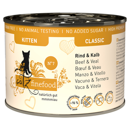 catz finefood Kitten No. 7 Rind & Kalb 200 g - 6 Stück catz finefood Kitten No. 7 Rind & Kalb 200 g - 6 Stück