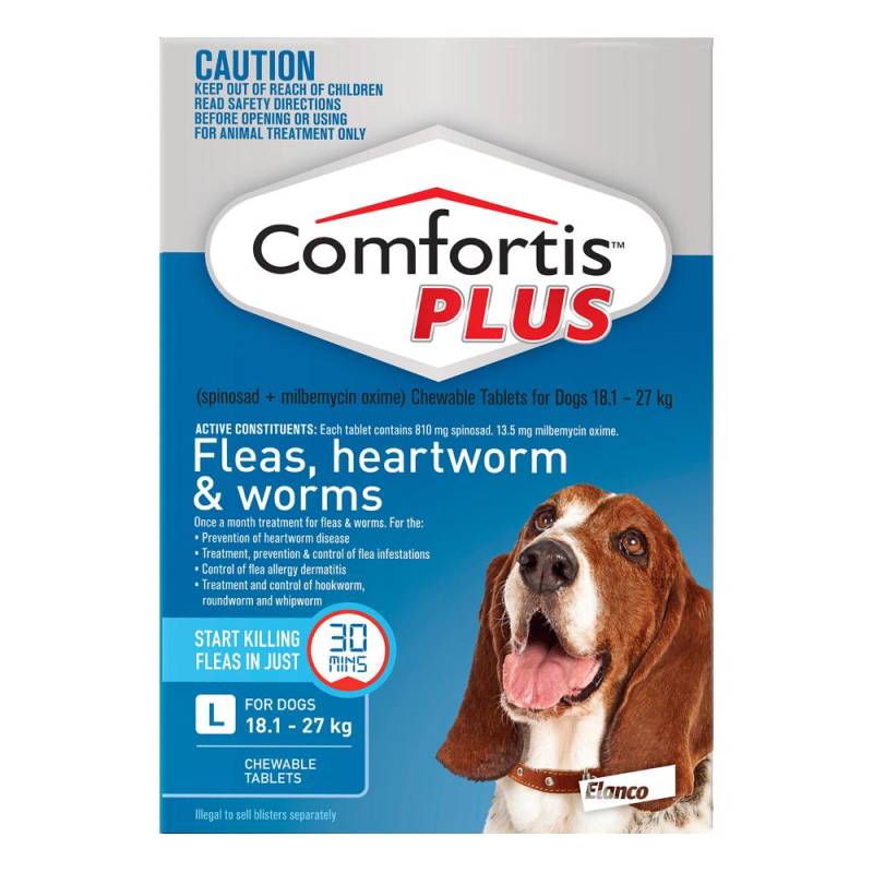 Comfortis Plus (Trifexis) Chewable Tablets For Large Dogs (18.1-27kg) Blue 12 Chews