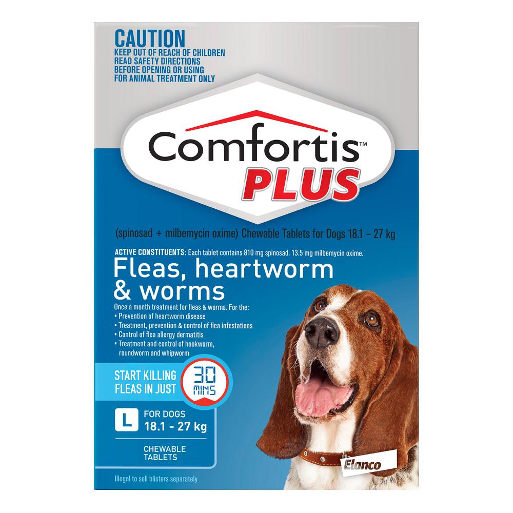 Comfortis Plus (Trifexis) Chewable Tablets For Large Dogs 18-27 Kg (40 To 60 Lbs) Blue 12 Chews