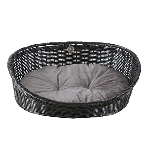 D&D Home Rustic Rattan mit Kissen L – 63 x 50 x 21 cm schwarz/anthrazit von D&D Home