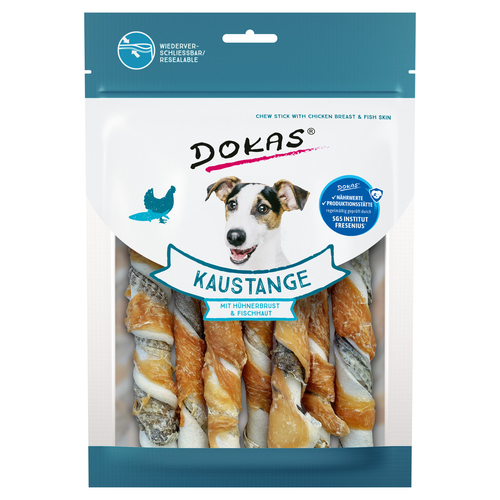 Dokas Kaustange mit Hühnerbrust & Fischhaut 170 g Dokas Kaustange mit Hühnerbrust & Fischhaut 170 g