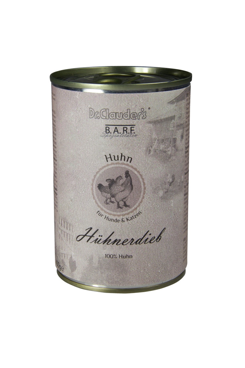 Dr. Clauder's BARF Fleisch 400g Dosen Nassfutter für Hunde & Katzen Sparpaket Hühnerdieb 12x400g