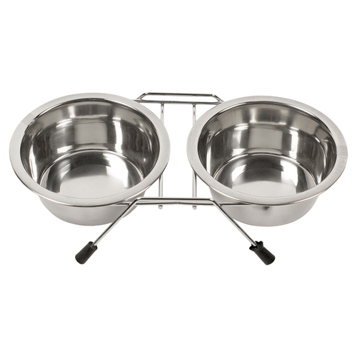 Duvo+ Dinner Set Napfständer und Näpfe silber Duvo+ Dinner Set Napfständer und Näpfe silber