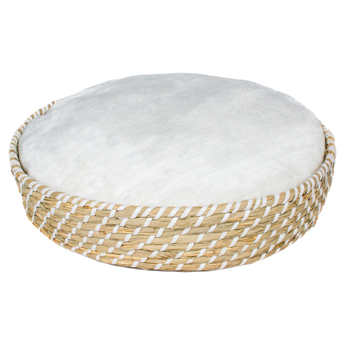 Duvo+ Hunde-Weidenbett rund & Kissen Boho beige/weiß, Größe: L Duvo+ Hunde-Weidenbett rund & Kissen Boho beige/weiß, Größe: L