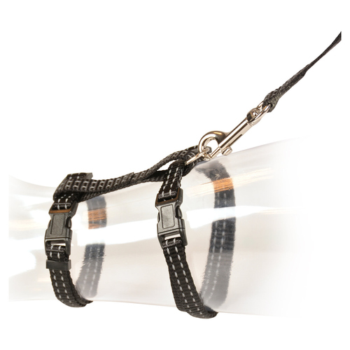 Duvo+ Reflektierendes Katzen-Spazierset Uni groß schwarz Duvo+ Reflektierendes Katzen-Spazierset Uni groß schwarz