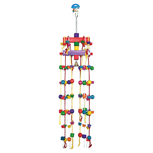 Duvo+ Vogelspielzeug Karussell mit Baumwollseil & Holzblöcken Duvo+ Vogelspielzeug Karussell mit Baumwollseil & Holzblöcken