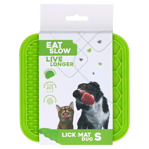 Eat Slow Live Longer Leckmatte mit Noppen und Waben grün, Größe: S Eat Slow Live Longer Leckmatte mit Noppen und Waben grün, Größe: S