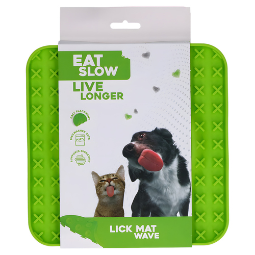 Eat Slow Live Longer Leckmatte mit Welle grün, Maße: 20 x 20 cm Eat Slow Live Longer Leckmatte mit Welle grün, Maße: 20 x 20 cm