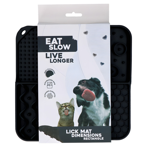 Eat Slow Live Longer Leckmatte mit tiefen Fächern anthrazit, Maße: 21 x 21 cm Eat Slow Live Longer Leckmatte mit tiefen Fächern anthrazit, Maße: 21 x 21 cm