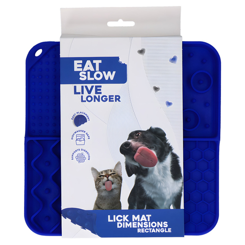 Eat Slow Live Longer Leckmatte mit tiefen Fächern blau, Maße: 21 x 21 cm Eat Slow Live Longer Leckmatte mit tiefen Fächern blau, Maße: 21 x 21 cm
