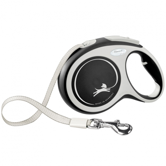 FLEXI Rollleine New COMFORT Gurt - 8m, bis 50kg schwarz FLEXI Rollleine New COMFORT Gurt - 8m, bis 50kg schwarz