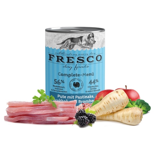 FRESCO Complete-Menü Pute mit Pastinaken, Brombeeren und Löwenzahn 400 g - 12 Stück FRESCO Complete-Menü Pute mit Pastinaken, Brombeeren und Löwenzahn 400 g - 12 Stück