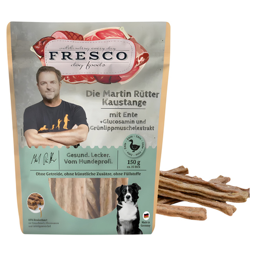 FRESCO Martin Rütter Kaustange mit Ente, Glucosamin und Grünlippmuschelextrakt 150 g FRESCO Martin Rütter Kaustange mit Ente, Glucosamin und Grünlippmuschelextrakt 150 g