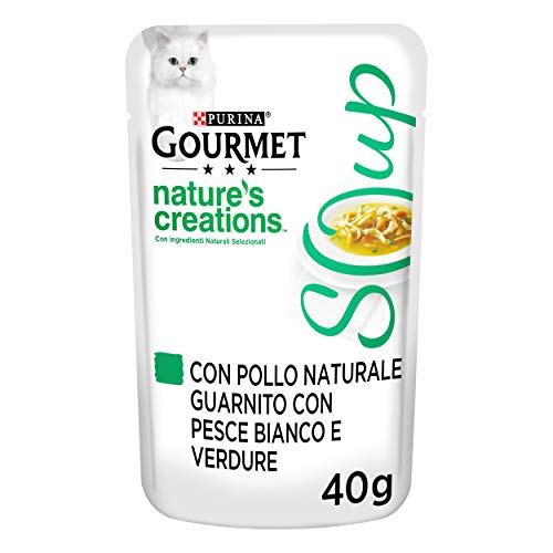 Purina Gourmet Nature's Creations Nasse Suppe Katzen mit Huhn, Weißfisch und Gemüse, 32 Beutel à 40 g von Gourmet