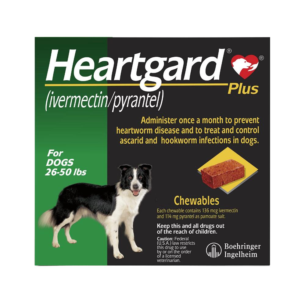 Heartgard Plus Chewables For Medium Dogs 11-22 Kg (25 To 50lbs) Green 12 Chews