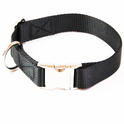 Premium Hundehalsband Alu-Max Unifarben Schwarz