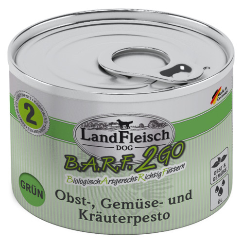 LandFleisch B.A.R.F. 2GO Obst-, Gemüse und Kräuterpesto grün 200 g - 6 Stück LandFleisch B.A.R.F. 2GO Obst-, Gemüse und Kräuterpesto grün 200 g - 6 Stück