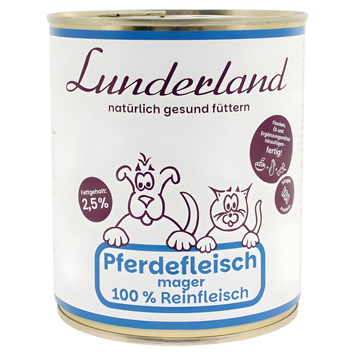 Lunderland Reinfleisch Pferdefleisch mager 800 g für Katzen Lunderland Reinfleisch Pferdefleisch mager 800 g für Katzen