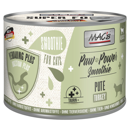 MACs Paw Power Smoothie Pute - Verdauung Plus 200 g - 6 Stück für Katzen MACs Paw Power Smoothie Pute - Verdauung Plus 200 g - 6 Stück für Katzen