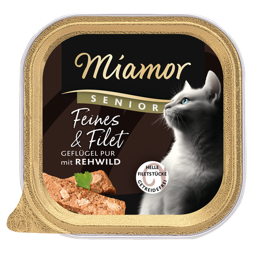 Miamor Feines & Filet Senior Geflügel Pur & Rehwild 100 g - 16 Stück Miamor Feines & Filet Senior Geflügel Pur & Rehwild 100 g - 16 Stück
