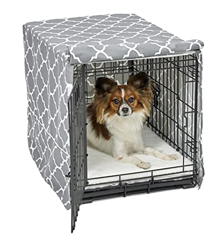 New World BCVR-24GYT Hundebox-Abdeckung, Stoff mit Teflonschutz, für 61 cm große Hundeboxen von New World und MidWest, hellgraues Designer-Muster von New World