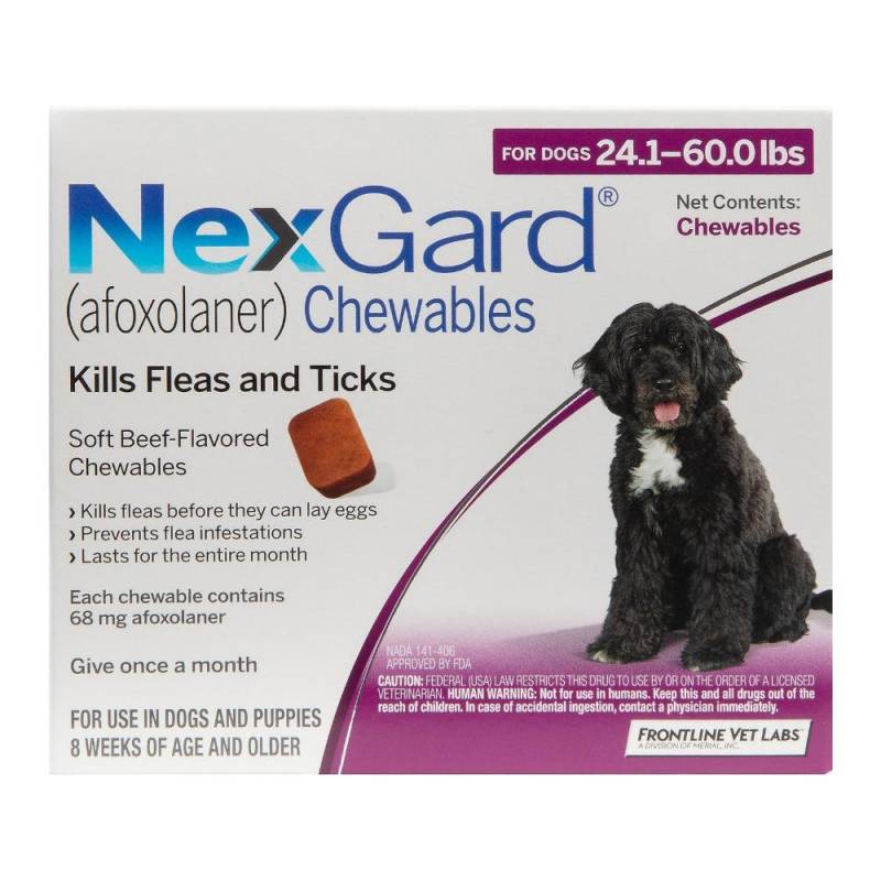 Nexgard Chewables For Large Dogs 10-25kg (24 To 60lbs) Purple 12 Chews