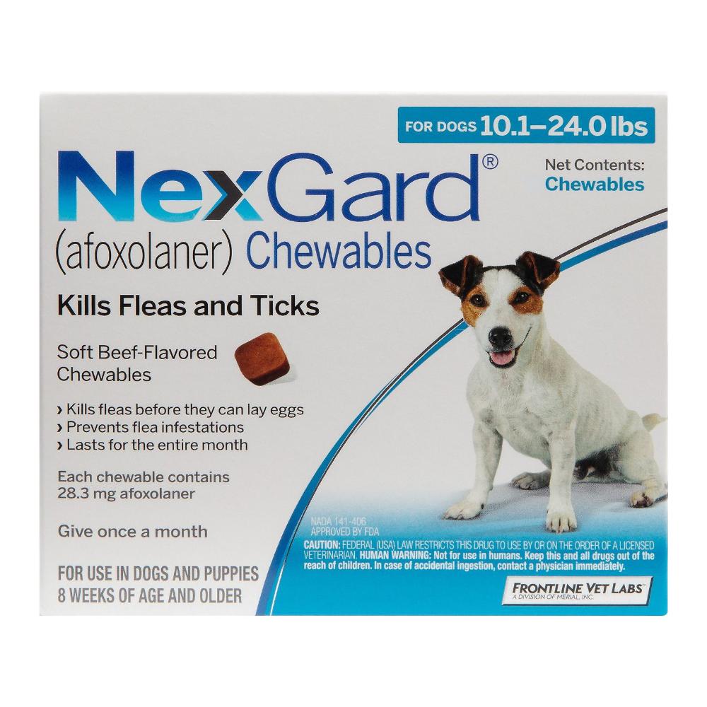 Nexgard Chewables For Medium Dogs 4-10kg (10 To 24lbs) Blue 3 Chews