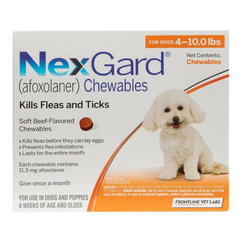 Nexgard Chewables For Small Dogs 2-4kg (4 To 10lbs) Orange 12 Chews