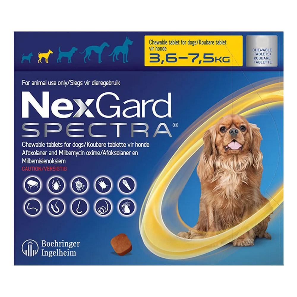 Nexgard Spectra Chewables For Small Dogs 3.5-7.5kg (7.7 To 16.5lbs) Yellow 3 Pack